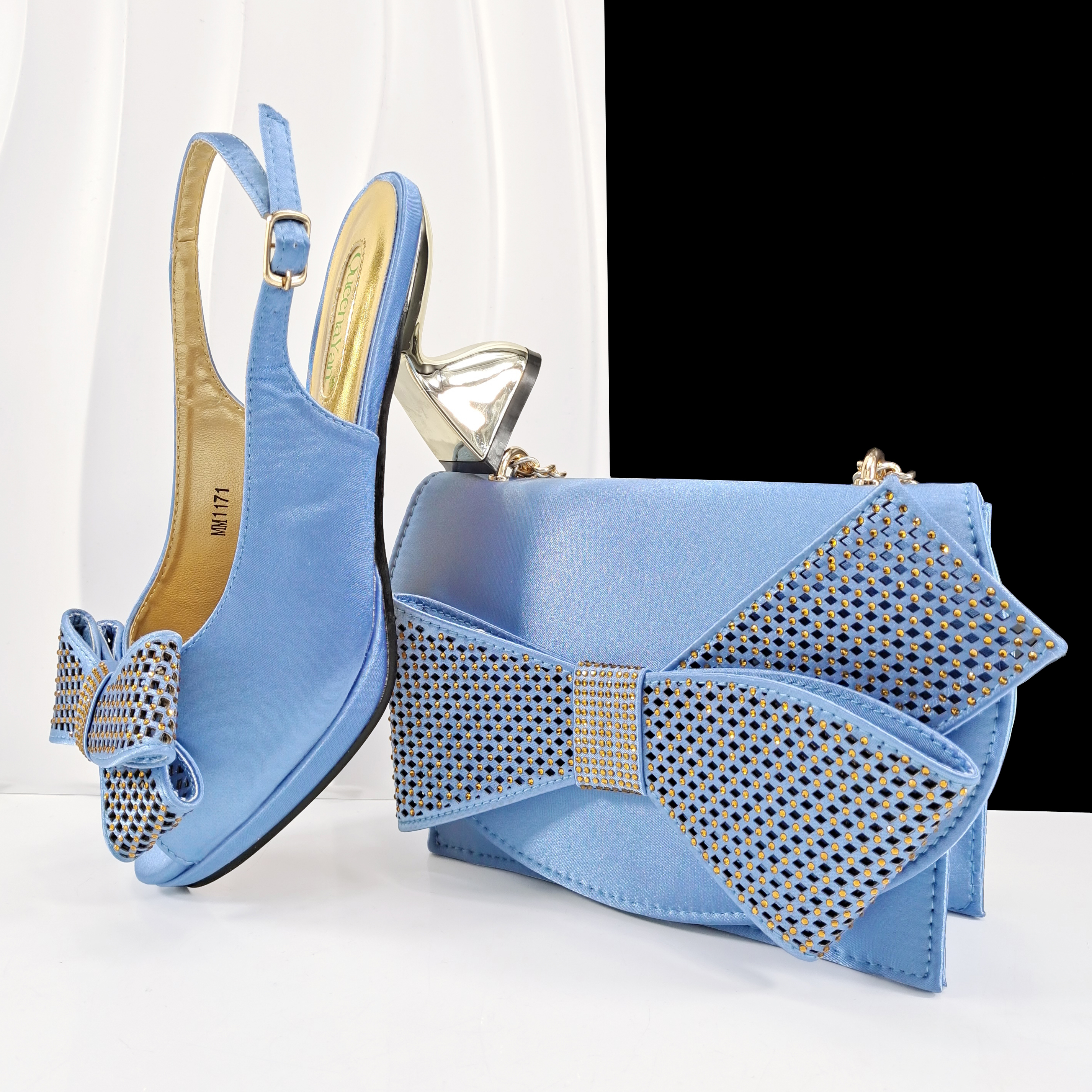 Luxury Bags And Shoes - Queena Yan Sky Blue Color Peep