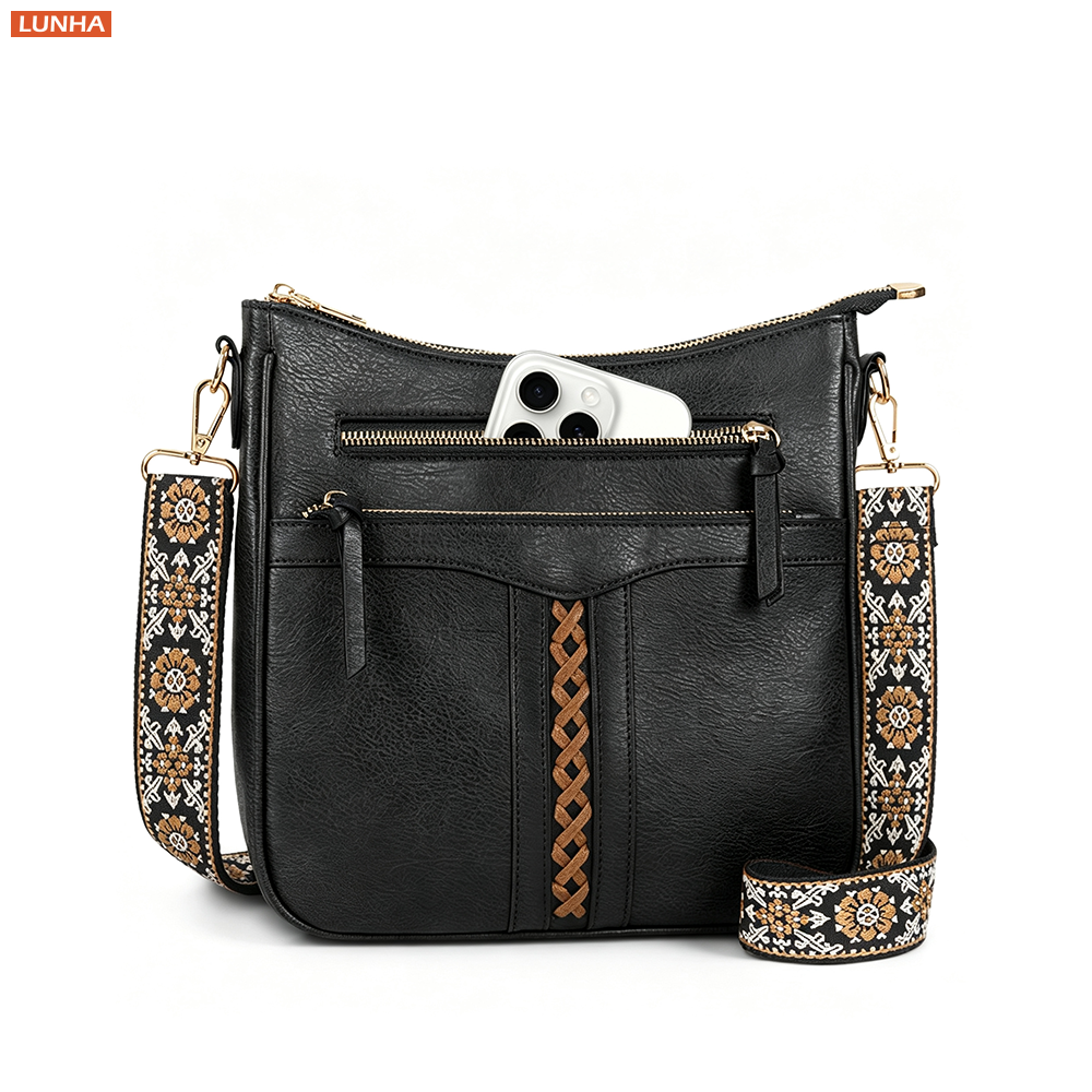 Saddle Bag Distressed - Vintage Braided Bucket Crossbody Bag Boho