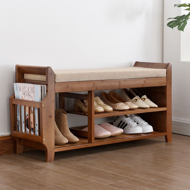 Luxury Bags Entry - Retro style bamboo shoe cabinet, light