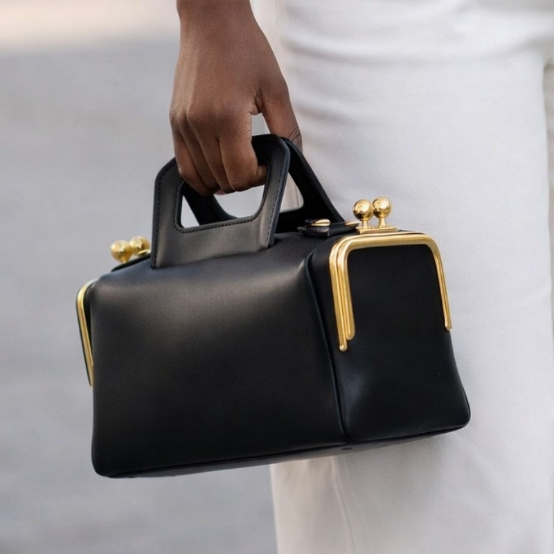Luxury Bags Entry - Retro Double Entry Clip Satchel Bag,