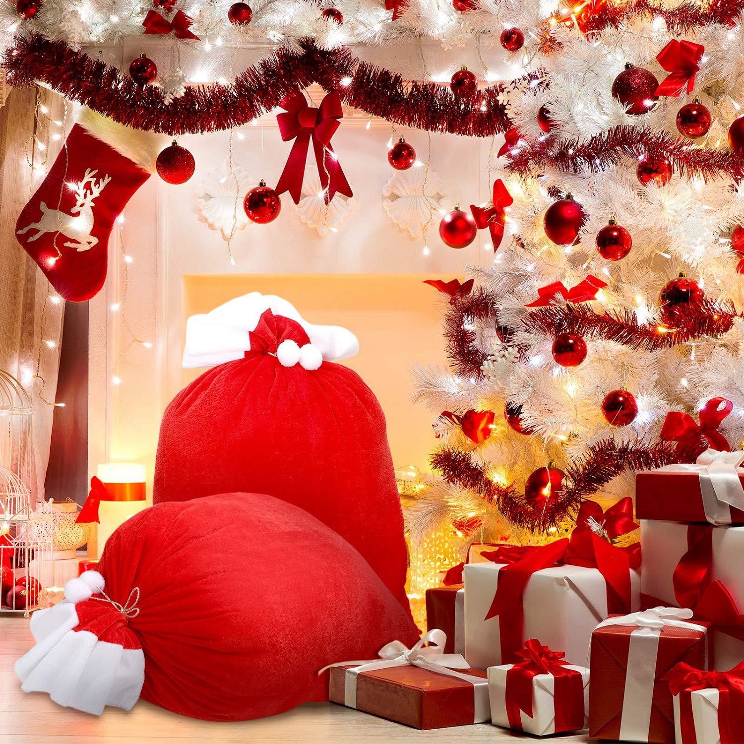 Velvet Santa Christmas Gift Ba - Luxury Xmas Bags のレビューと価格