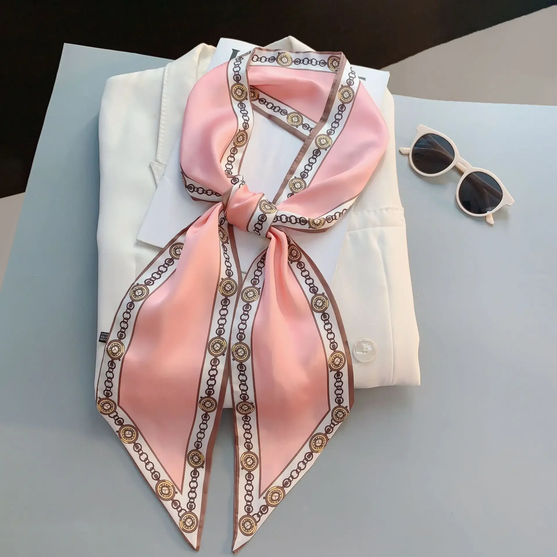 Design Print Skinny Scarf Plai - Luxury Bags Shopping のレビューと価格