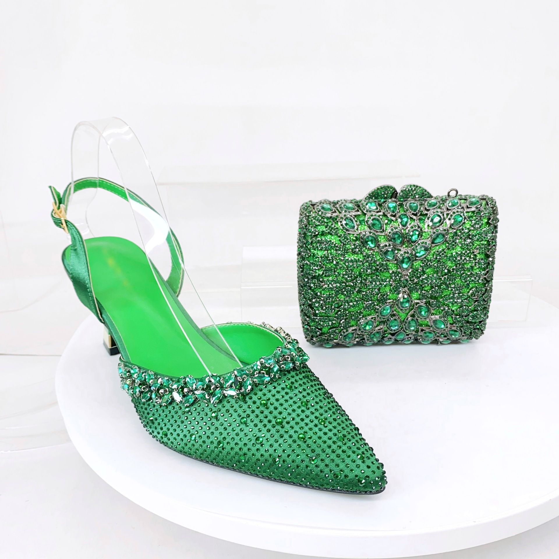 Bright Emerald Green Full Rhin - Luxury Bags And Shoes のレビューと価格