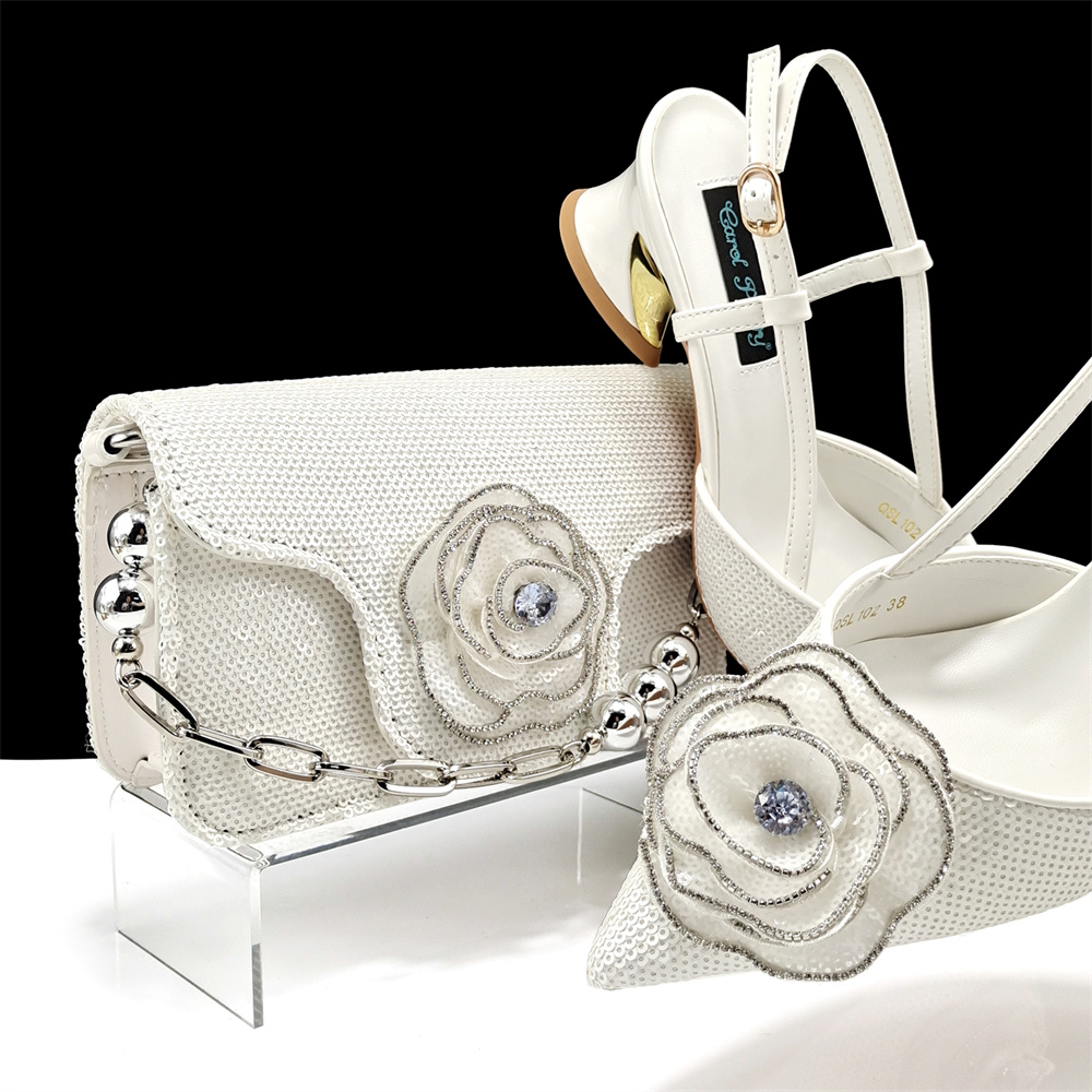 White Women Shoes And Bag Set  - Luxury Bags And Shoes のレビューと価格