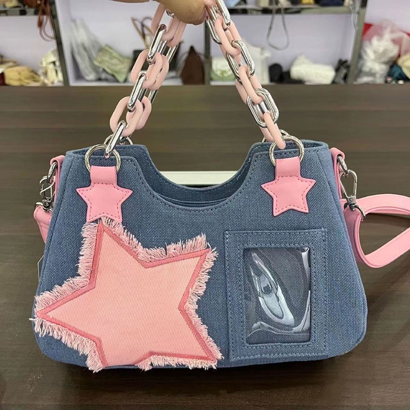 Denim Women Underarm Shopper T - Luxury Tote Bags With Zipper のレビューと価格